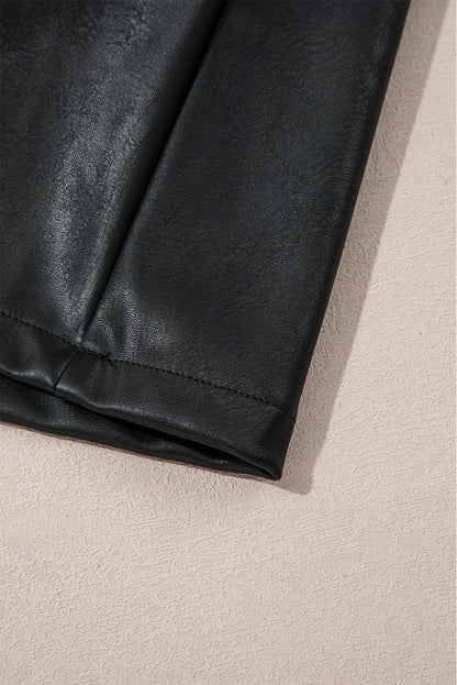 Black Vegan Leather Sleeveless Mini Dress