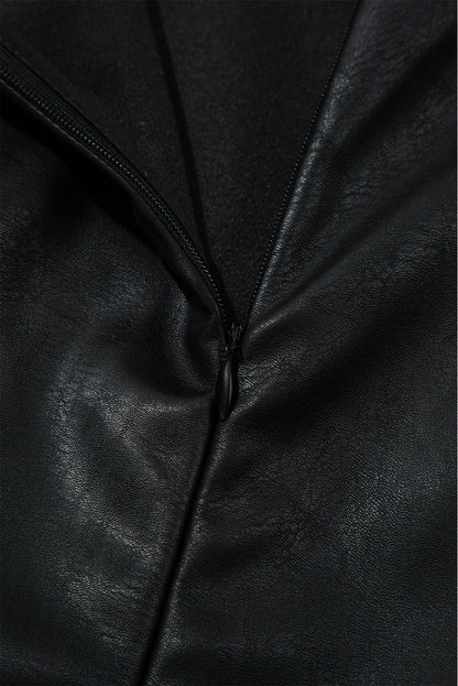 Black Vegan Leather Sleeveless Mini Dress