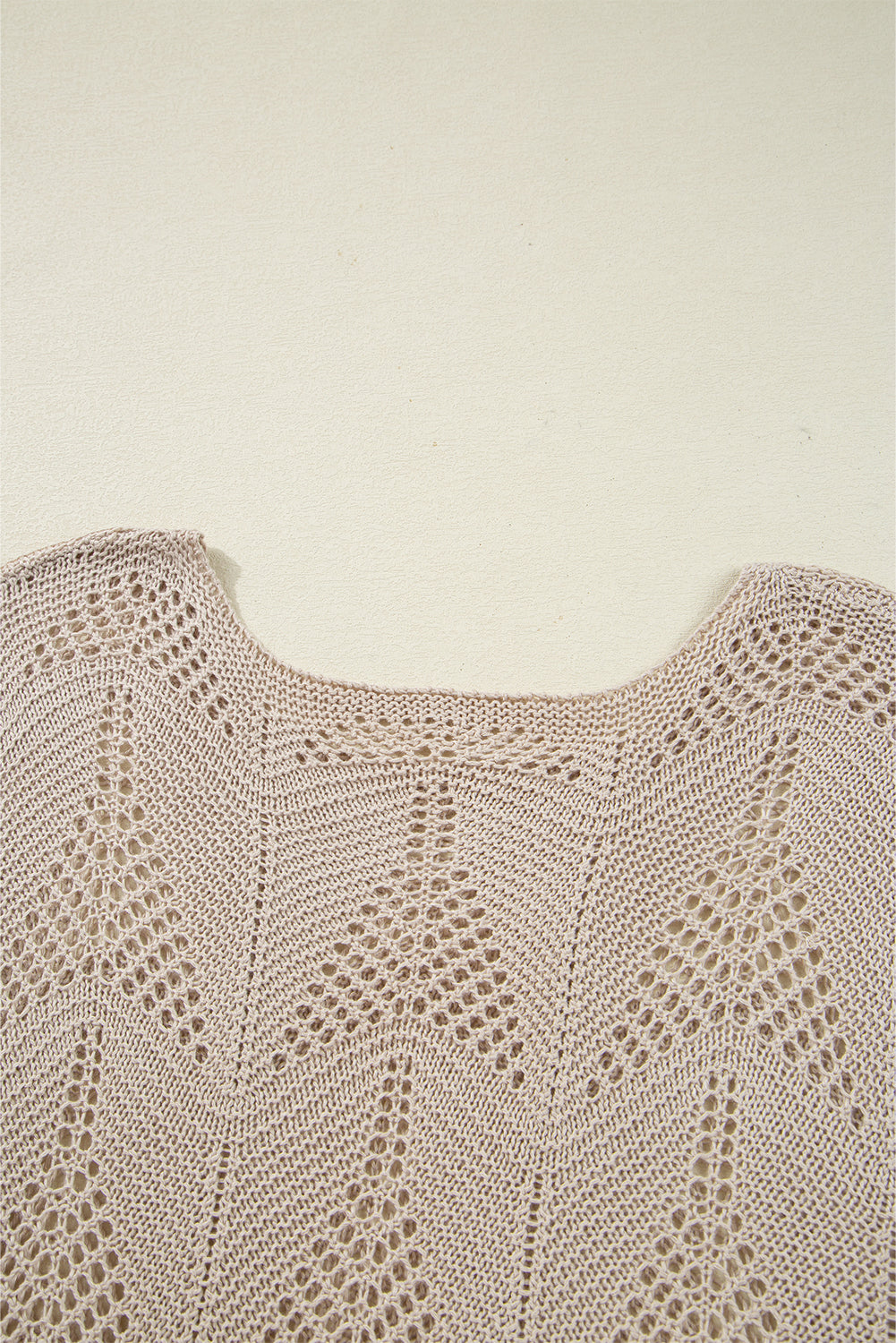 Parchment Hollow Out Knit 7/8 Sleeve Casual Sweater